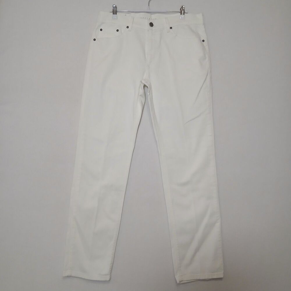 Mott & Bow Jeans Mens 32x30L White Slim Straight Stretch Denim Cotton #1099
